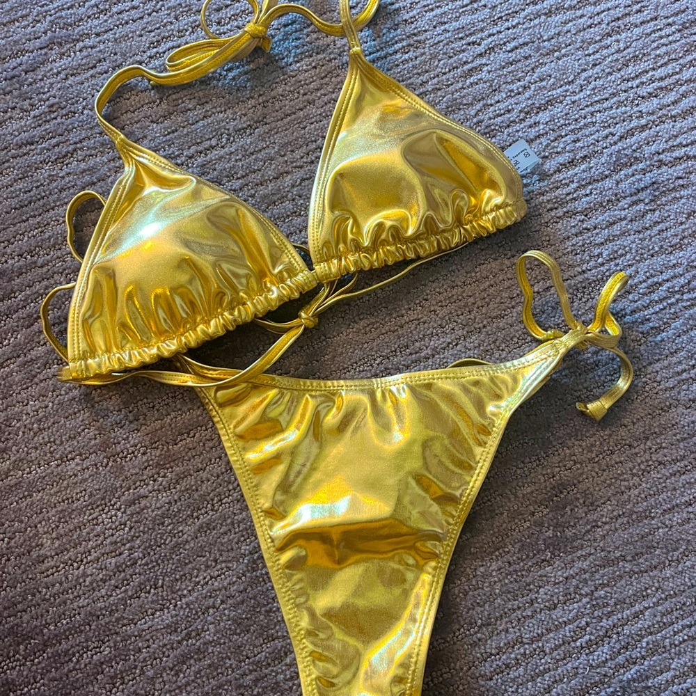 Golden yellow bikini set - top and bottoms